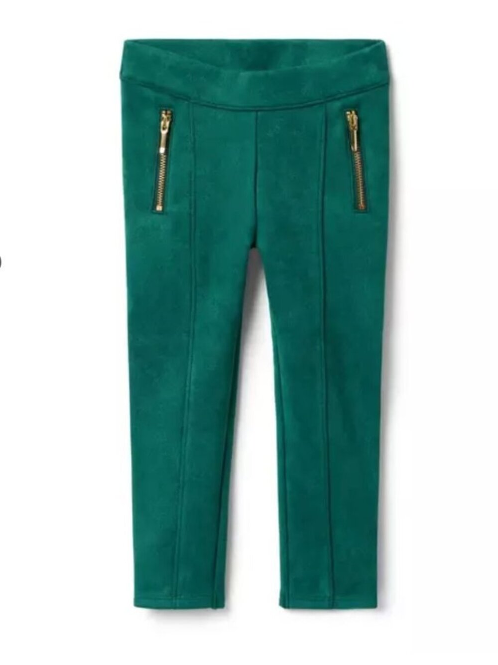 Janie and Jack dark green suede leggings- faux fur, size 6
